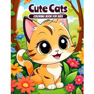 Abbildung von Cute Cats Coloring Book For Kids Ages 4 8: Adorable and Kittens Pages in Funny Situations