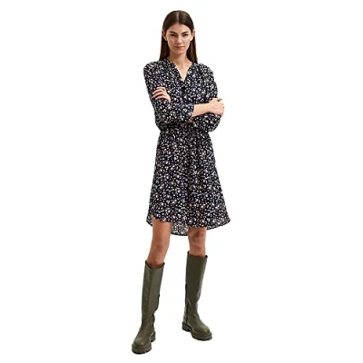 Abbildung von SELECTED FEMME Damen Slfdamina 7/8 Aop Dress B Noos, Dark Sapphire/Aop:aop, 42