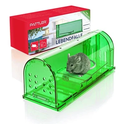 Abbildung von PATTLER® Mausefalle lebend Extra große Lebendfalle Maus Tierfreundlich Mäusefalle Ratten oder Kleintiere Fangen mit Luftlöchern Einfache Aufstellung im Haus, Garage Garten Grün