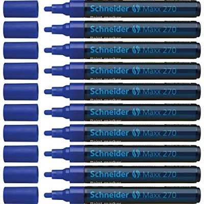 Abbildung von Schneider Maxx 270 Lackmarker (Rundspitze, Spitze austauschbar, 1 3 mm) 10er Packung blau