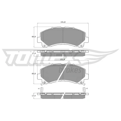 Abbildung von TOMEX brakes TX 19 00 Bremsbelagsatz Vorderachse mit akustischer Verschleißwarnung ISUZU: D Max II Pickup, 1 Pickup