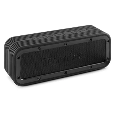 Abbildung von TechniSat BLUSPEAKER OD TWS Outdoor Bluetooth Lautsprecher (Stereo, 30 Watt, Freisprecheinrichtung mit Mikrofon, Metallfront und Gummirahmen, IPX6, Akku, USB C, True Wireless) schwarz