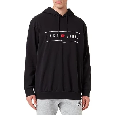 Abbildung von JACK &amp; JONES Herren Jjelliot Logo Sweat Hood Pls Kapuzenpullover, Schwarz, 5XL