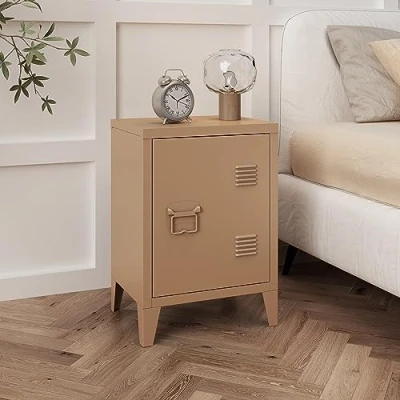 Abbildung von en.casa Nachtschrank (1 St) »Inari« Metallschrank Aktenschrank mit einer Tür Hellbraun, matt
