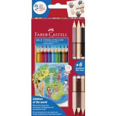 Abbildung von Faber Castell 201746 Colour Grip Buntstifte Children of the world, 10 + 3 Stifte mit je 2 Hautfarben Skin Tones, 1 Stück