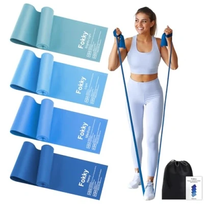 Abbildung von Fokky Fitnessbänder 2M, Resistance Bands mit 4 Widerstandsstufen, Widerstandsbänder für Damen &amp; Herren, Gymnastikband Yoga, Pilates, Physiotherapie und Krafttraining