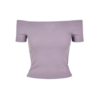 Abbildung von Urban Classics OFF Shoulder Tshirt basic, Damen, Größe: XS, Purple