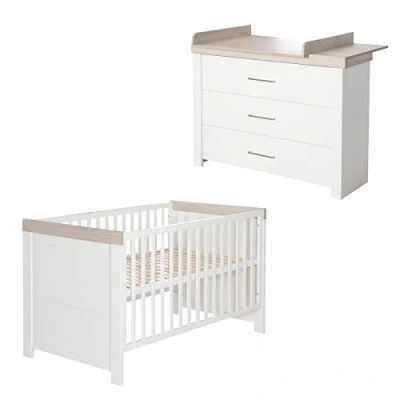 Abbildung von roba Babyzimmer ‚Lucy‘ 2 teilig, inkl. Kombi Kinderbett 70 x 140 cm &amp; Wickelkommode breit