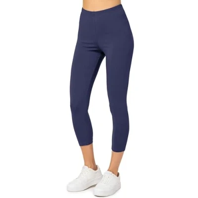 Abbildung von Merry Style Damen 3/4 Leggings Capri aus Baumwolle Sportleggings MS10 199 (Marineblau, M)
