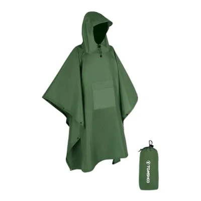 Abbildung von TOMSHOO Regenponcho für Herren, Regencape, Wander Poncho, Fahrradponcho, 3 in 1, multifunktional