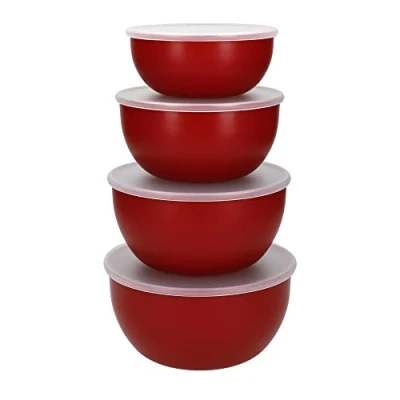 Abbildung von KitchenAid Rührschüssel / Mischschüssel Core Kaiserrot mit Deckeln 4 Stück