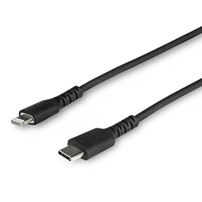 Abbildung von StarTech.com 1m USB C auf Lightning Kabel Hochbelastbare, robuste Aramidfaser Lade /Synchronisationskabel Apple MFi zertifiziert iPad/iPhone 12 Schwarz (RUSBCLTMM1MB)