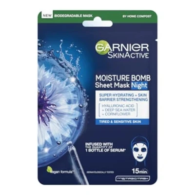 Abbildung von Garnier Skin Naturals Night Meerwasser Gewebemaske super Feuchtigkeitsspendend, müde und empfindlich, 28 g