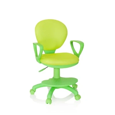 Abbildung von hjh OFFICE 670979 Kinderdrehstuhl Kid Colour Stoff Grün Schreibtischstuhl Kinder, Fußablage &amp; Sitzfläche höhenverstellbar