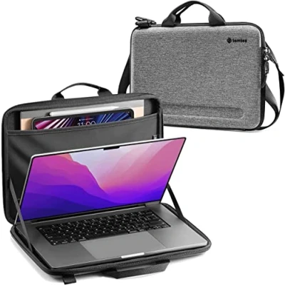 Abbildung von tomtoc Hardcase Laptoptasche für 13 Zoll Neu MacBook Air 2024 2018 M3/A3113 M2/A2681 M1/A2337, 13&quot; Pro M2/M1 2022 2016, Laptop Hülle Schultertasche Passt iPad M4, M2