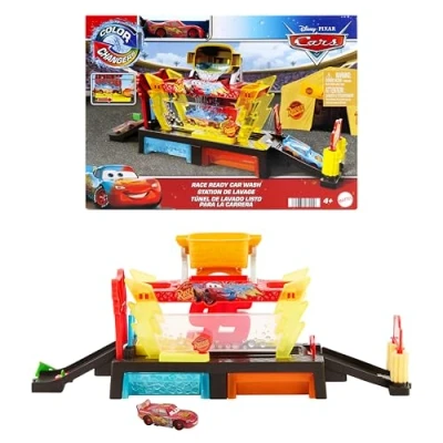 Abbildung von Mattel® Spiel Gebäude Disney Pixar Cars Color Changers Lightning McQueen Autowaschanlage, mit Farbwechsel des Fahrzeugs