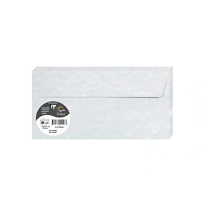 Abbildung von Clairefontaine 120004C Packung mit 20 Briefumschlägen Pollen, selbstklebend, Format DL 11x22cm, 120g, ideal für Korrespondenz und Einladungen, Marmorblau, 1 Pack