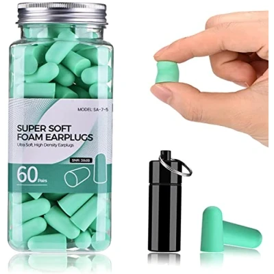 Abbildung von Gehörschutz Stöpsel,Ohrstöpsel zum Schlafen, 60 Paare mit 38dB SNR, Superweiche Schaum Gehörschutzstöpsel, Lärmschutz Earplugs Laute Geräusche, Schnarchen, Lernen, Konzerte