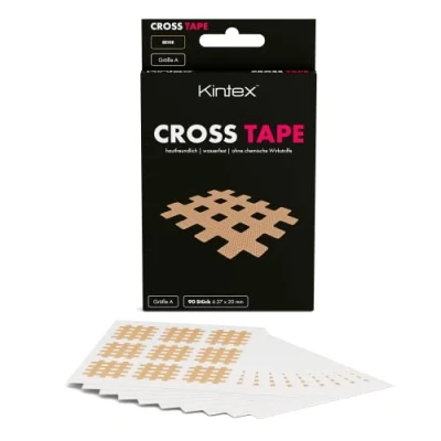 Abbildung von Kintex Cross Tape, ABC, 3 Farben und Größen, Tapes, Akupunkturpflaster, Gittertape, Tape Pflaster, Kinesiologie Crosstapes, A (27 mm x 20 mm), Beige