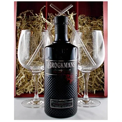 Abbildung von Geschenk Brockmans Intensely Smooth Premium Gin + 2 Cocktailgläser Trinkhalme