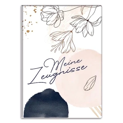 Abbildung von itenga Organisationsmappe Zeugnismappe Motiv Blumenmuster Peach DIN A4 wattierter Einba