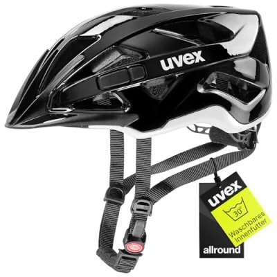 Abbildung von uvex active sicherer Allround Helm für Damen und Herren individuelle Größenanpassung erweiterbar mit LED Licht black white 52 57 cm