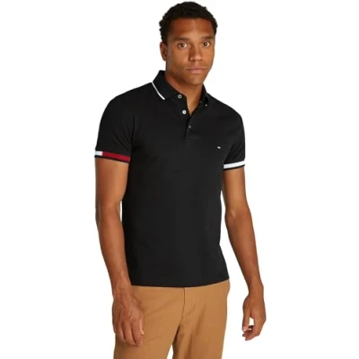 Abbildung von Tommy Hilfiger FLAG CUFF Poloshirt, Herren, Größe: XS, Black