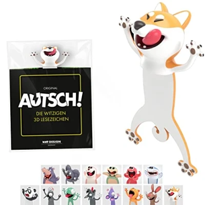 Abbildung von KXT Witzige 3D Lesezeichen Original AUTSCH! Cartoon Tiere Lustiges Geschenk für Kinder und Erwachsene (Hund)