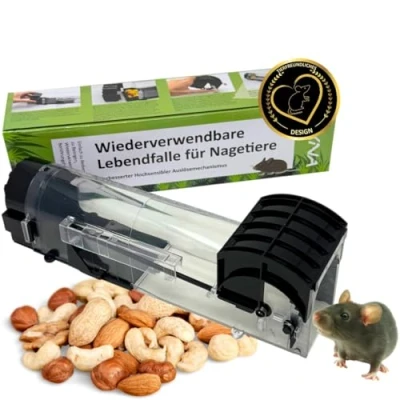 Abbildung von EKNA Lebendfalle Maus 1x Mausefalle lebend Mouse Trap Mausfallen für drinnen &amp; draußen Hochsensible Profi Mäusefalle Wiederverwendbar, hygienisch leichte Anwendung (1 Stück)