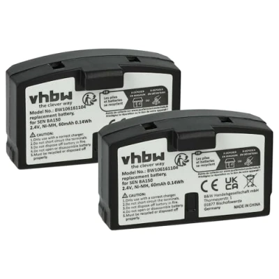 Abbildung von vhbw 2X Akku kompatibel mit Sennheiser Set 50 TV, 55 RS 8 9 Wireless Headset Kopfhörer (60 mAh, 2,4 V, NiMH)