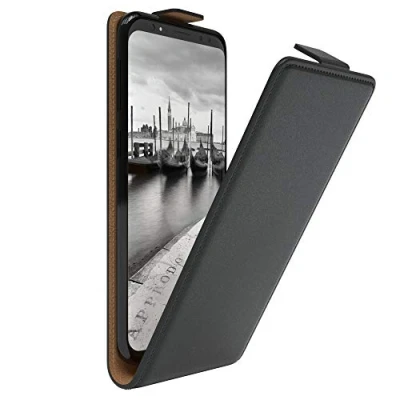 Abbildung von EAZY Case Hülle kompatibel mit Samsung Galaxy S9 Flip Cover zum Aufklappen, Handyhülle aufklappbar, Schutzhülle, Flipcover, Flipcase, Flipstyle vertikal klappbar, aus Kunstleder, Schwarz