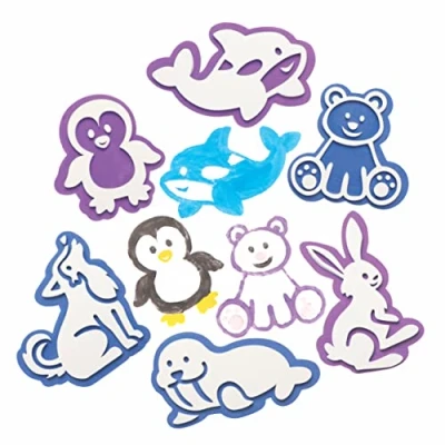 Abbildung von Baker Ross FC288 Arktische Tiere Schaumstoff Stempel Set 10er Pack, Moosgummistempelset für Kinder, Perfekt Kindergeburtstag Mitgebsel, Weihnachtsbasteln Bastel Kinder