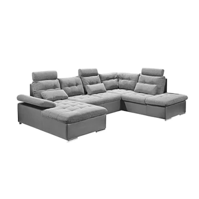 Abbildung von JAKARTA Wohnlandschaft in U Form Lederoptik, Dunkelgrau / Anthrazit Ausziehbares Sofa mit Schlaffunktion &amp; Bettkasten 324 x 107 170 (218) cm (B/H/T)
