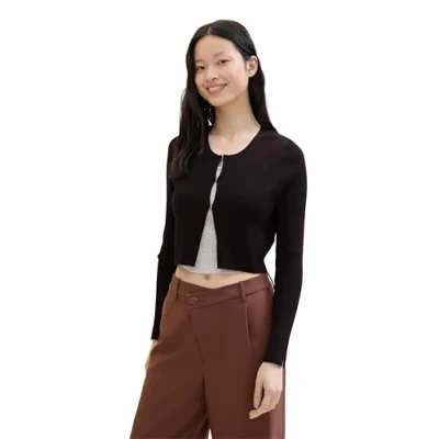 Abbildung von TOM Tailor Denim Bolero Strickjacke, Damen, Größe: XXL, Deep black