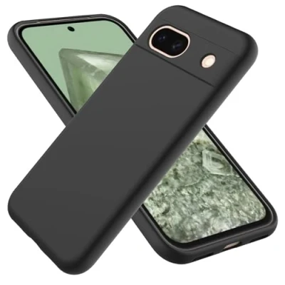 Abbildung von CoverKingz Silikon Handyhülle kompatibel mit Google Pixel 8a Slim Handycase Soft Cover Bumper Gummi Hülle Matt Schwarz