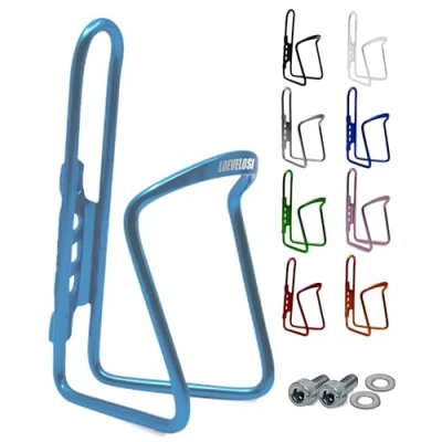 Abbildung von Flaschenhalter Fahrrad Hell Blau Aluminium Extra Verstärkt für Rennrad MTB Trekkingrad Kinderfahrrad Universal Getränkehalter mit Montageschrauben Trinkflaschenhalter Trinkflaschenhalterung