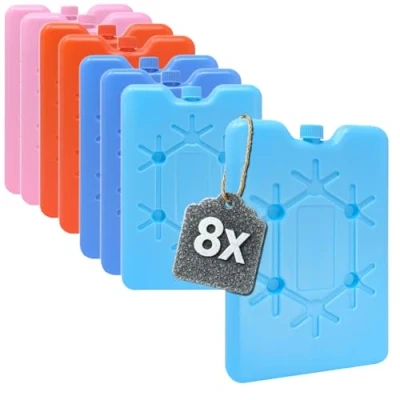 Abbildung von com four® 8x Extra flaches Kühlakku Platzsparend und ideal für Kühlbox Kühltasche Kühlelement in bunten Farben (bunt 8 Stück S)