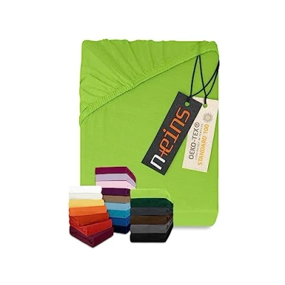 Abbildung von npluseins klassisches Jersey Spannbetttuch vielen Farben + Größen 100% Baumwolle 159.192, 90 100 x 200 cm, dunkelgrün