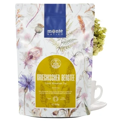 Abbildung von Griechischer Bergtee (200g) Monte Nativo Kräutertee Fein geschnitten, nachhaltig lose Sideritis Scardica Stimulierender und gesunder Tee Immunsystem stärken