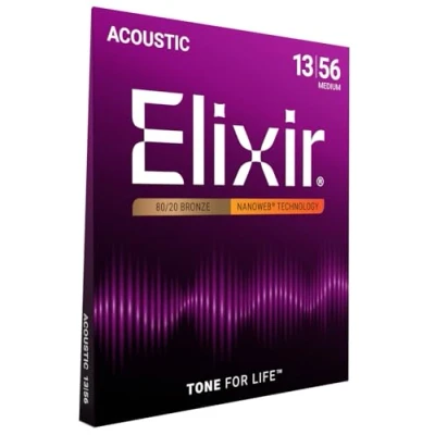 Abbildung von Elixir 11102 Saiten 80/20 Bronze Akustik Gitarrensaiten mit NANOWEB Beschichtung, Medium (.013 .056)