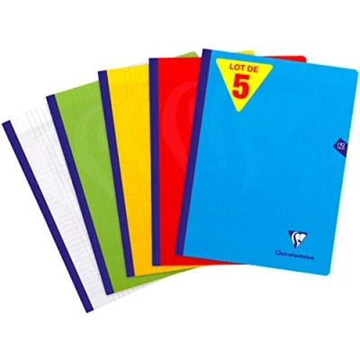 Abbildung von Clairefontaine 309341C Packung mit 10 Heften Mimesys DIN A4+ 24x32 cm, 96 Blatt, französische Lineatur, 90g, farbig sortiert, 1 Pack