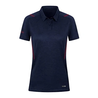 Abbildung von JAKO Damen Poloshirt Challenge, Marine Meliert/Maroon, 40