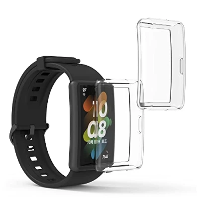 Abbildung von kwmobile 2X Schutzhülle kompatibel mit Honor Band 7 / 6 Huawei Hülle Fullbody Cover Set aus Silikon Transparent