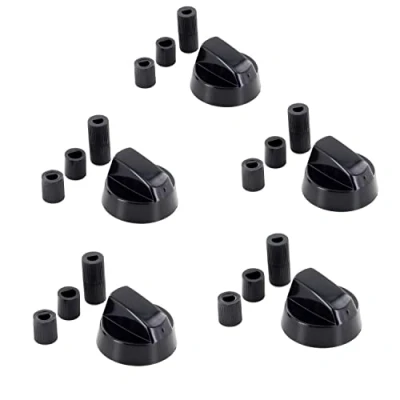 Abbildung von DL pro 5x Universal Drehknopf Set Ø 42mm Drehgriff Knebel mit 6mm und 8mm Adaptern Drehknöpfe Herdknöpfe Knöpfe Schalter für fast alle Herd Kochfeld Backofen Gasherd (schwarz)