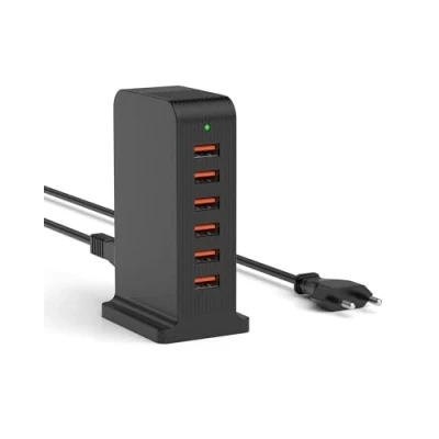 Abbildung von POANES 6 Port USB Ladestation 50W Ladegerät Mehrfach Handy Netzteil Mehrfachstecker Charging Station für iPhone iPad iPod Samsung Huawei LG Nexus HTC Nokia Motorola