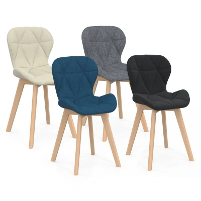 Abbildung von IDMarket Set mit 4 Stühlen Robine aus Stoff Mix Color Blau, Grau, Beige und Schwarz