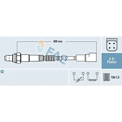 Abbildung von FAE 77244 Lambdasonde FORD: FIESTA 4, 3, Galaxy Mk1 MPV