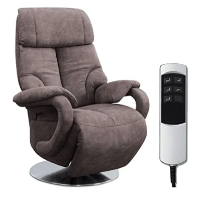 Abbildung von CAVADORE TV Sessel Istanbul / Fernsehsessel mit elektrisch verstellbarer Relaxfunktion 2 E Motoren 80 x 115 79 Lederoptik: Grau