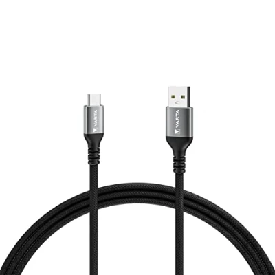 Abbildung von VARTA Kabel USB A auf Typ C, 2m, Speed Charge &amp; Sync, Ladekabel für Strom und Datenübertragung, 60 W, schwarz, Nylon