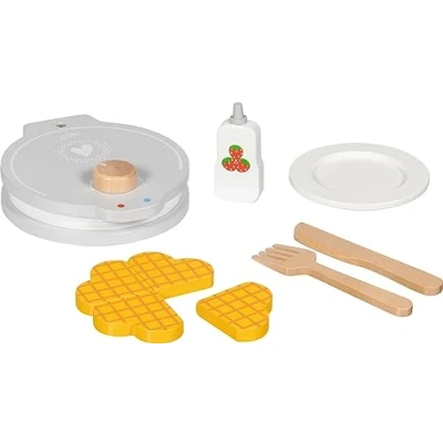 Abbildung von goki Kinder Waffeleisen mit Zubehör, realistisch Zubehör und Waffeln